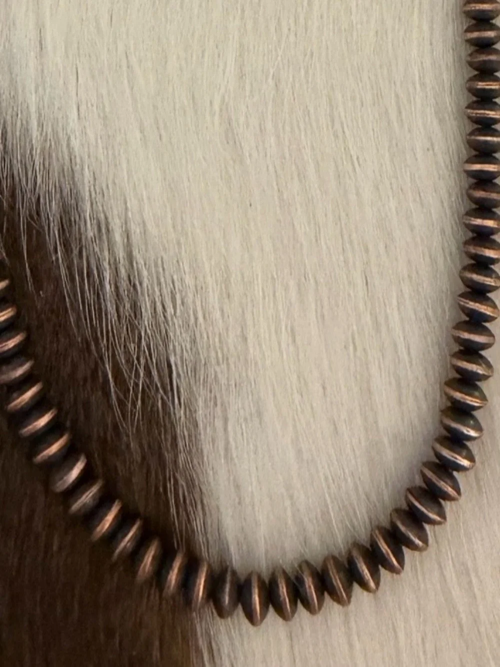❤️ 6mm Oxidized Copper Saucer Navajo Style Southwestern 32.5G Necklace 20+2”L